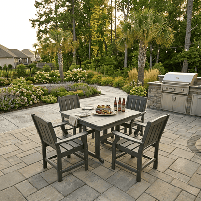 Corex HDPE Outdoor Dining Sets - 5 Piece, Gray or Black
