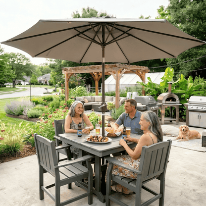 Corex HDPE Outdoor Dining Sets - 5 Piece, Gray or Black