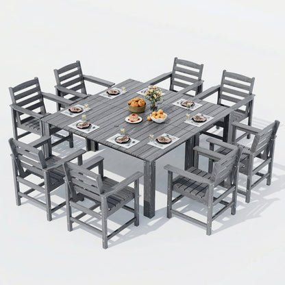 7-Piece HDPE Outdoor Dining Table and Chairs with Umbrella Hole - Multiple Sizes, 2 Colors