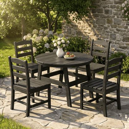 Corex HDPE Outdoor Dining Sets - 5 Piece, Gray or Black