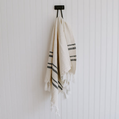 Haley Turkish Cotton + Bamboo Hand Towel - Two Stripe