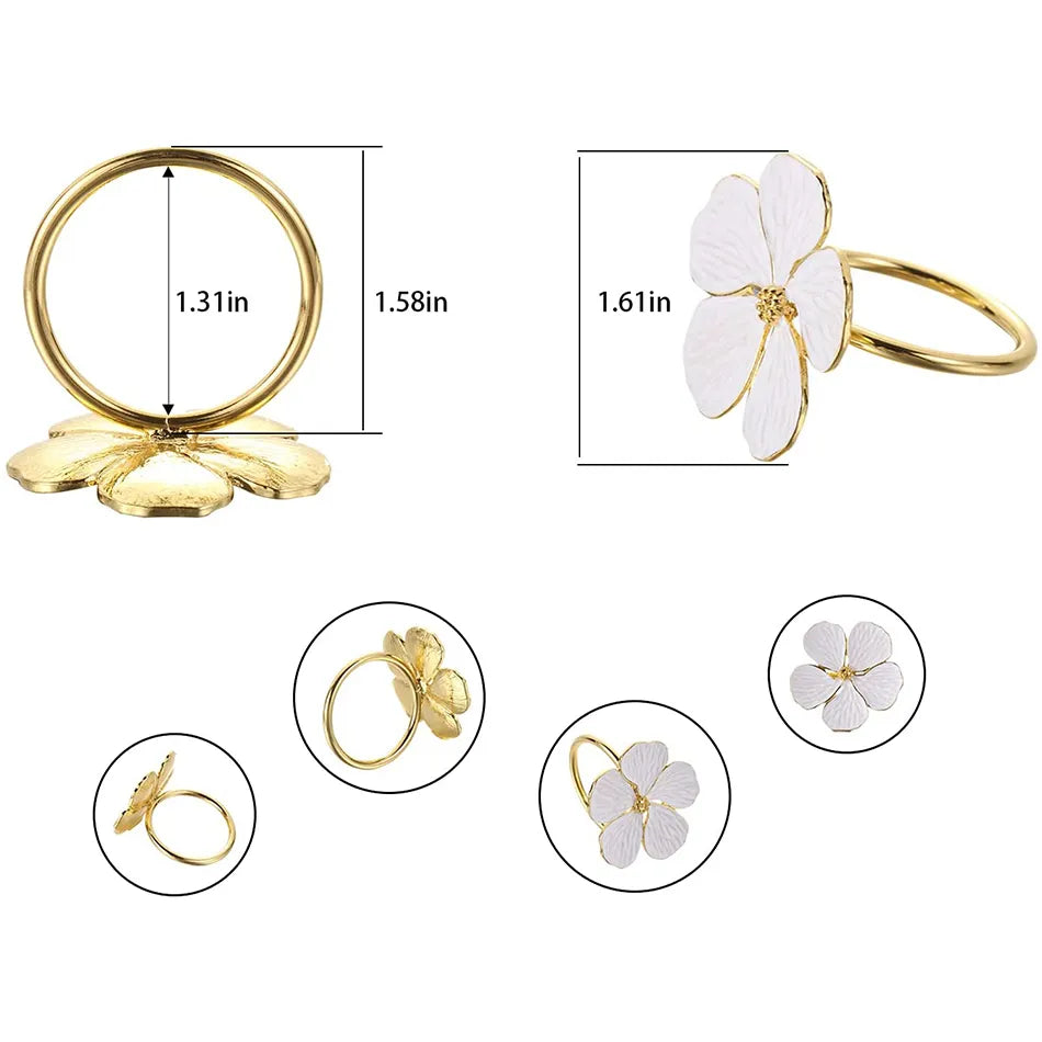 6 Piece Blossom Napkin Rings - 4 Colors