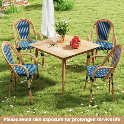 Hand-Woven French Bistro Style Outdoor Dining Chairs - Set of 2 in Blue or Black