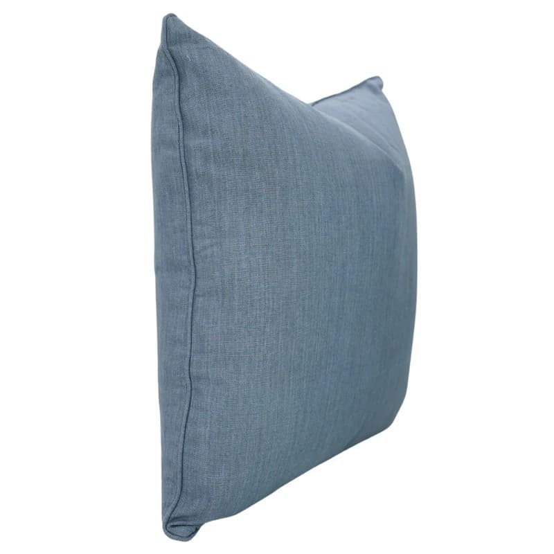 Handcrafted Solid Blue Linen Pillow Cover