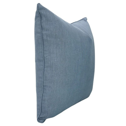 Handcrafted Solid Blue Linen Pillow Cover