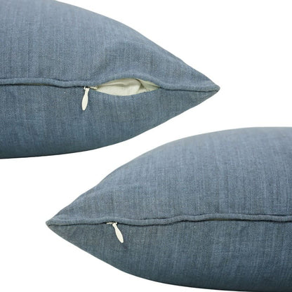 Handcrafted Solid Blue Linen Pillow Cover