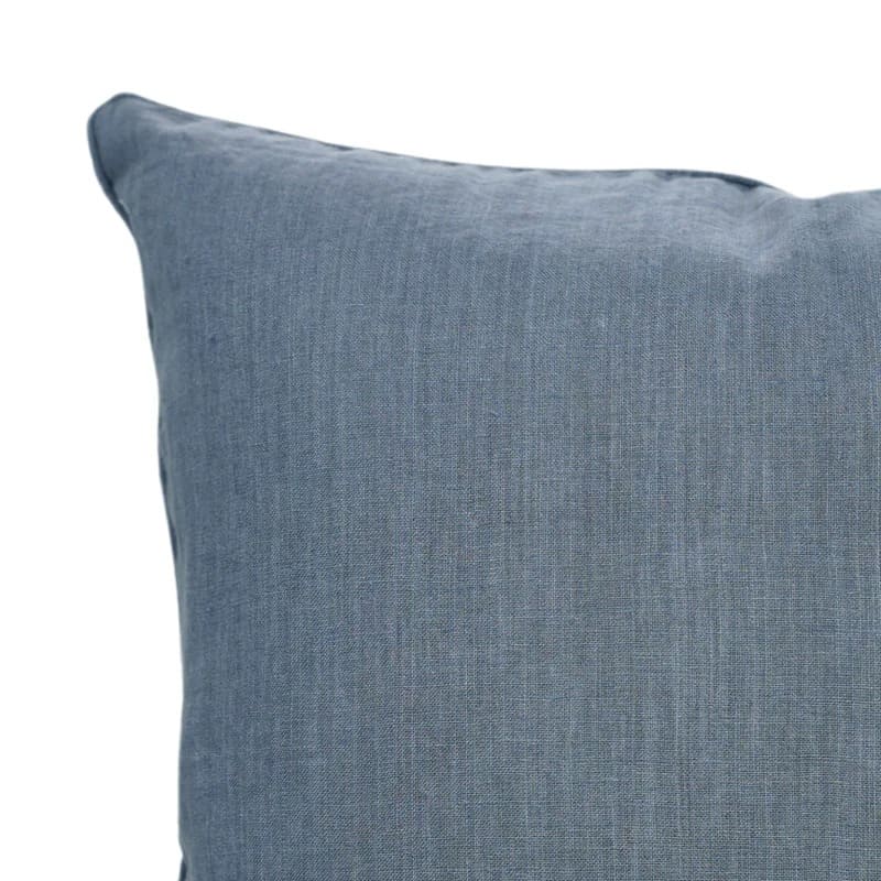 Handcrafted Solid Blue Linen Pillow Cover