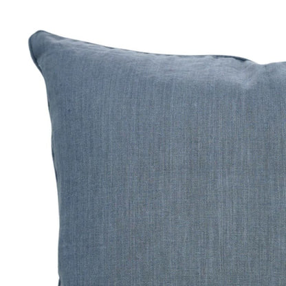 Handcrafted Solid Blue Linen Pillow Cover