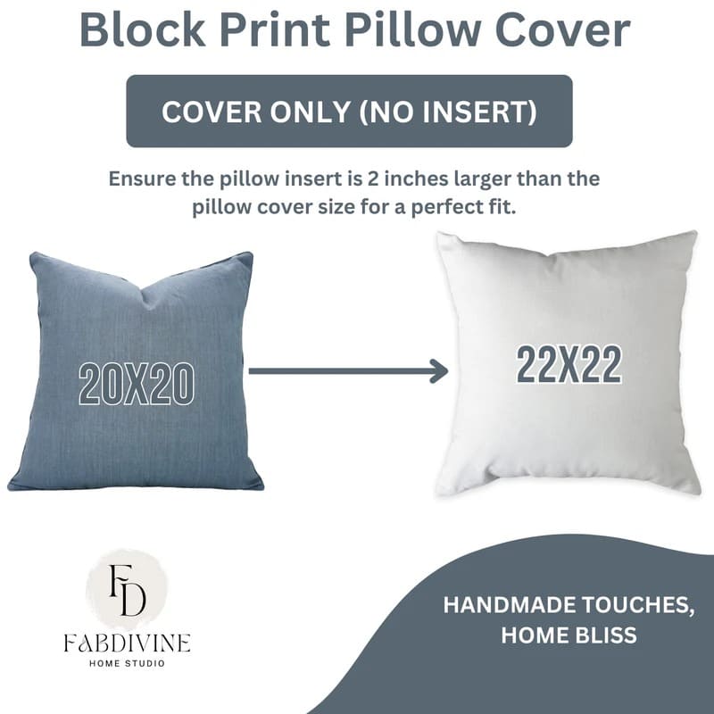 Handcrafted Solid Blue Linen Pillow Cover