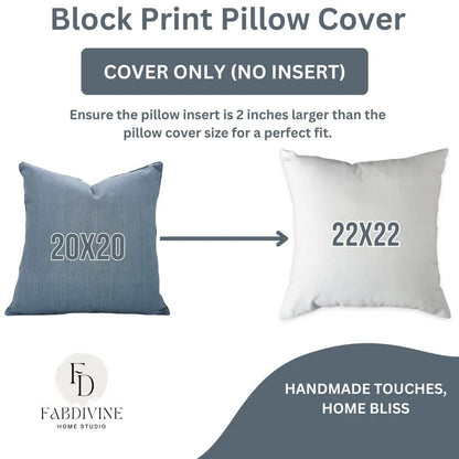 Handcrafted Solid Blue Linen Pillow Cover