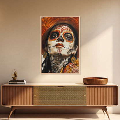 Day Of The Dead Portrait Framed Canvas Print