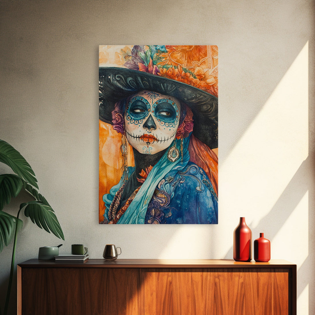 Dia De Los Muertos Framed Canvas Wall Art