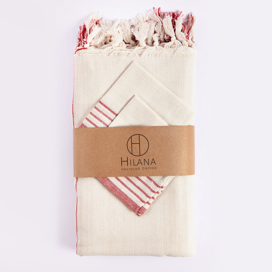 Kayseri Tablecloth/Napkin Set - Red Stripe