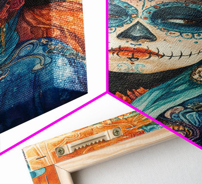 Dia De Los Muertos Framed Canvas Wall Art