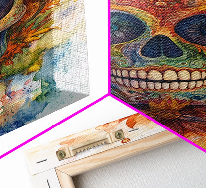 Sugar Skull Painting - Day of The Dead Framed Canvas