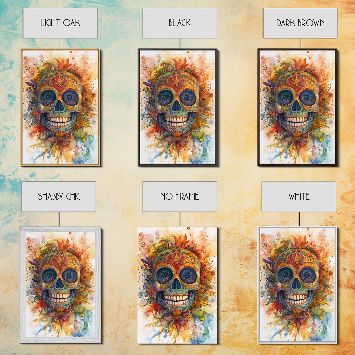 Sugar Skull Painting - Day of The Dead Framed Canvas