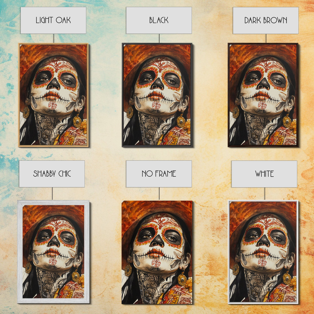Day Of The Dead Portrait Framed Canvas Print