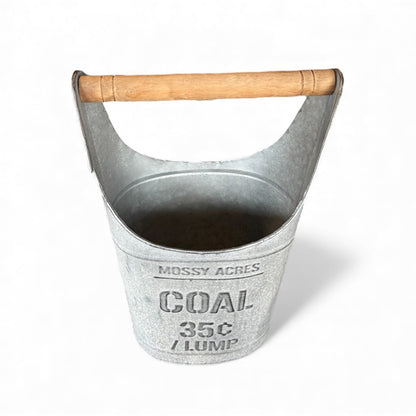 Metal Coal Bucket with Wood Handle