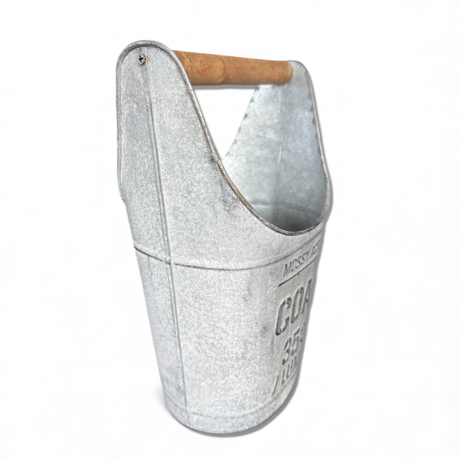 Metal Coal Bucket with Wood Handle