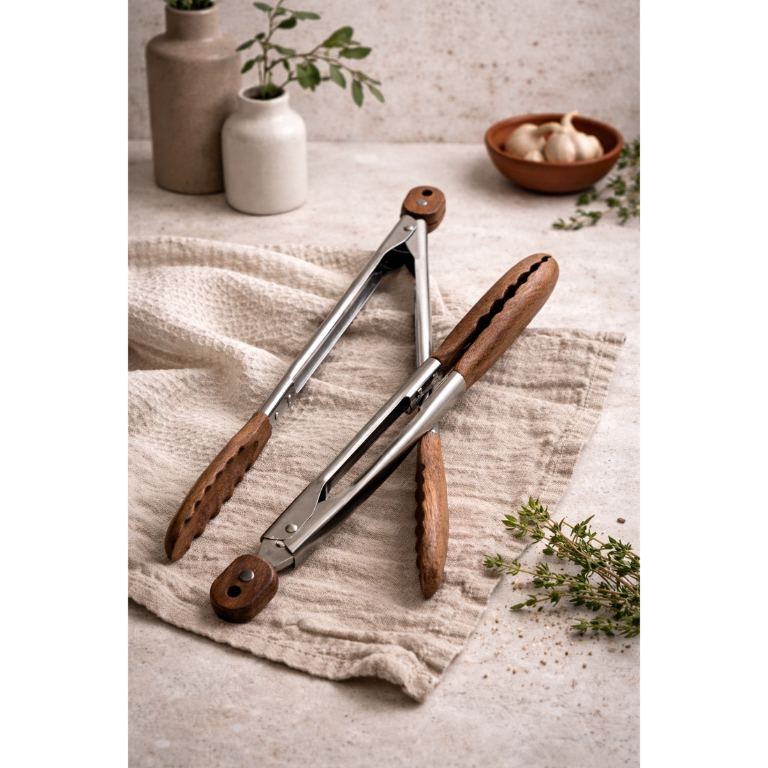 Acacia Wood Tongs - 2 Pc Set