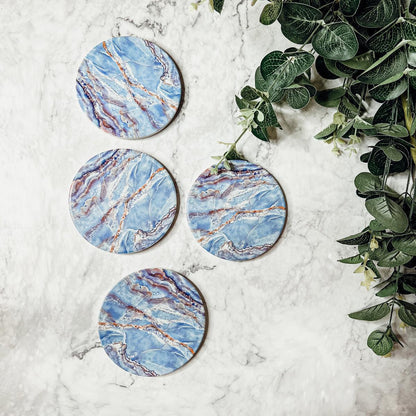 Marble Blue Ceraminc Coasters