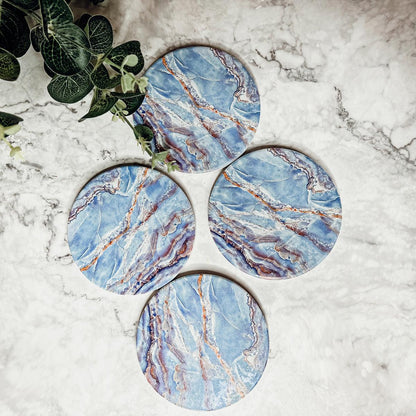 Marble Blue Ceraminc Coasters
