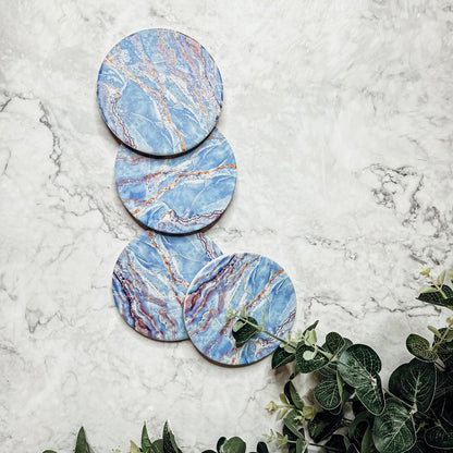 Marble Blue Ceraminc Coasters