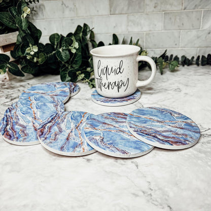 Marble Blue Ceraminc Coasters
