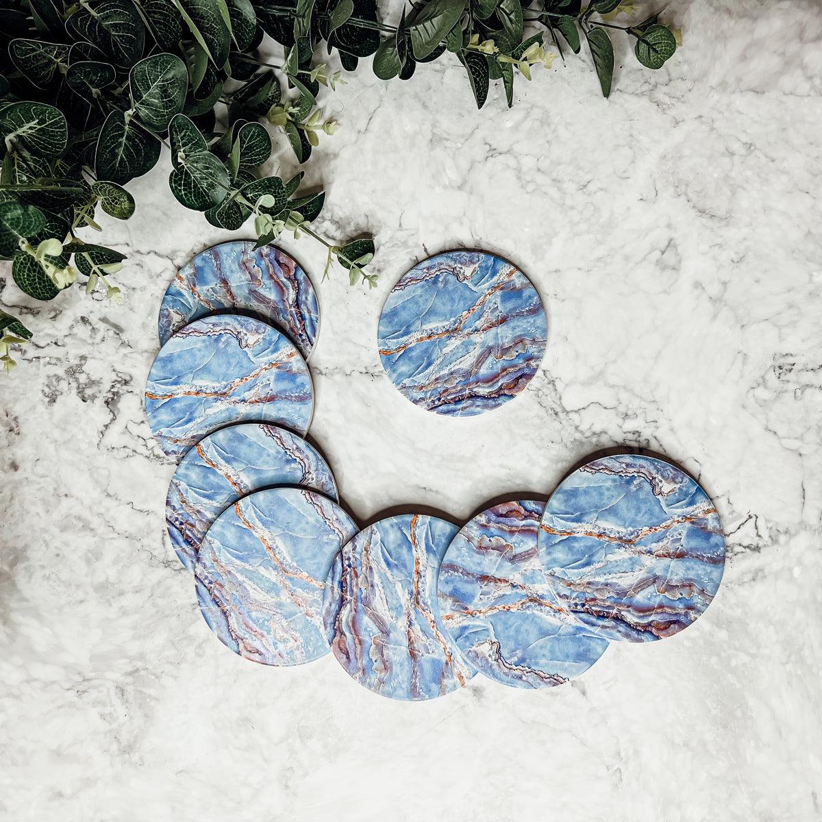 Marble Blue Ceraminc Coasters