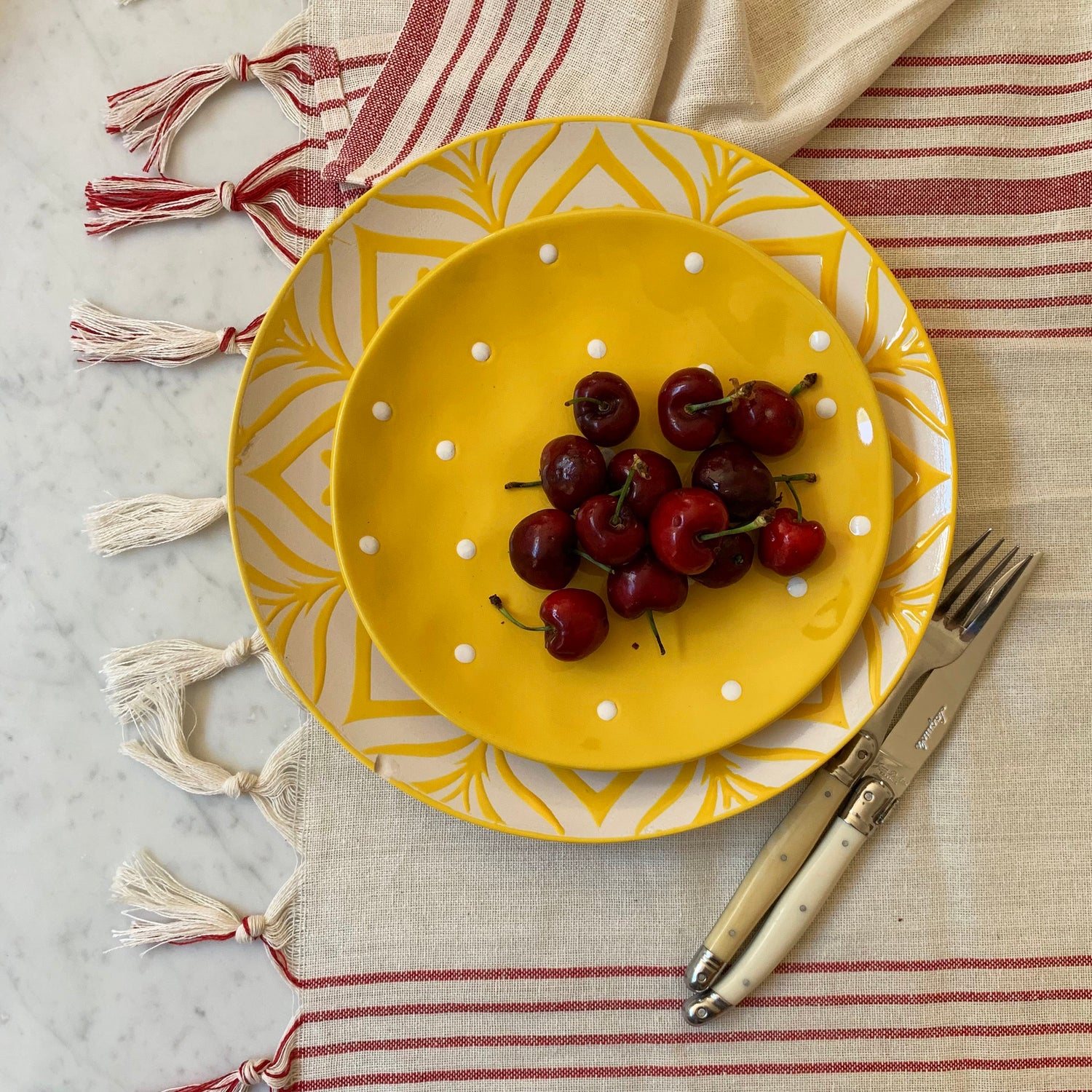 Kayseri Tablecloth/Napkin Set - Red Stripe