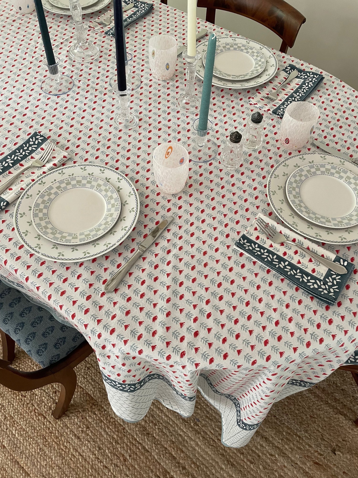 Claire Blockprint Dinner Napkin in Poppy - Set of 4