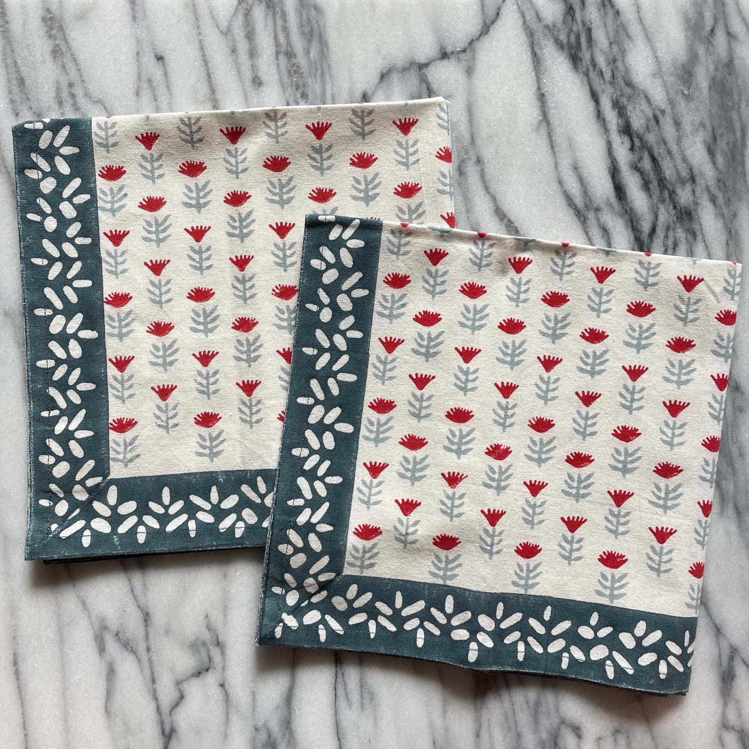 Claire Blockprint Dinner Napkin in Poppy - Set of 4