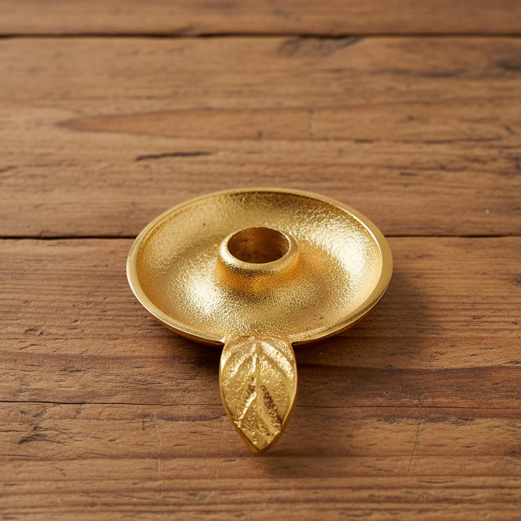 Antique Style Golden Candlestick Holder Dish