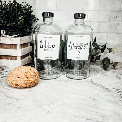 32oz Glass Bottles with Customized Labels - Clear