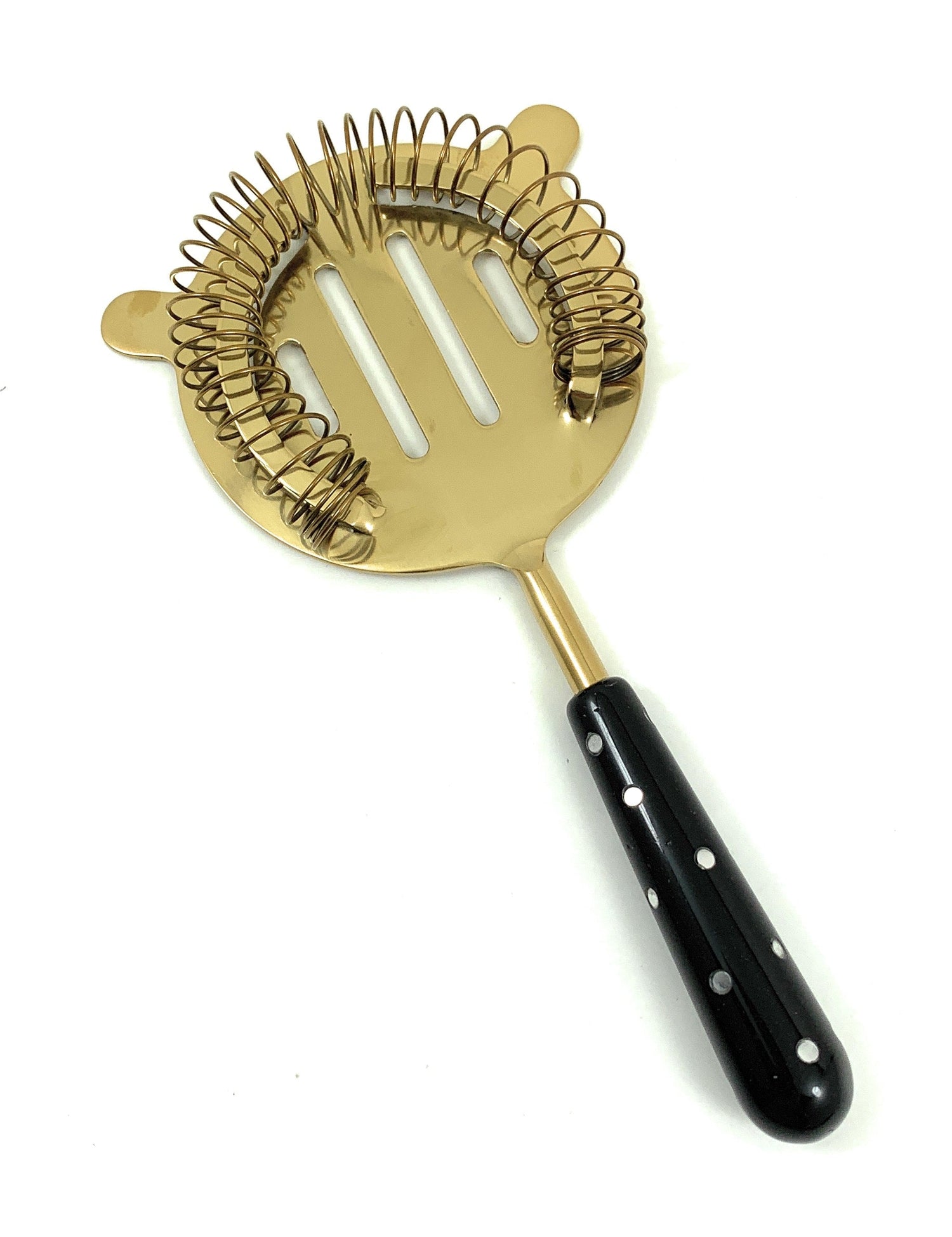 4 Piece Bar Tool Set in Black and Gold Polka Dot
