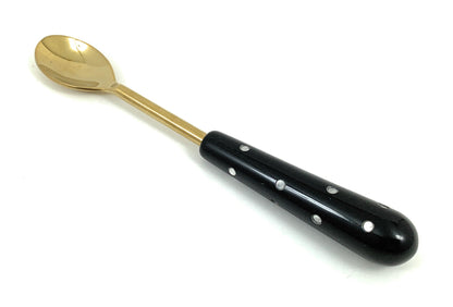 4 Piece Bar Tool Set in Black and Gold Polka Dot