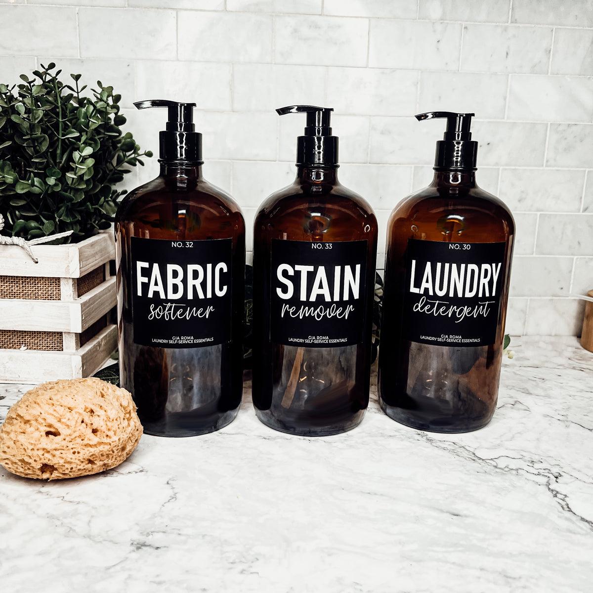 32oz Glass Bottles with Customized Labels - Amber