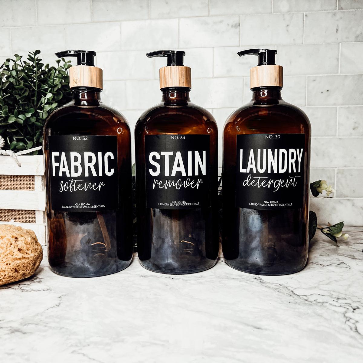32oz Glass Bottles with Customized Labels - Amber
