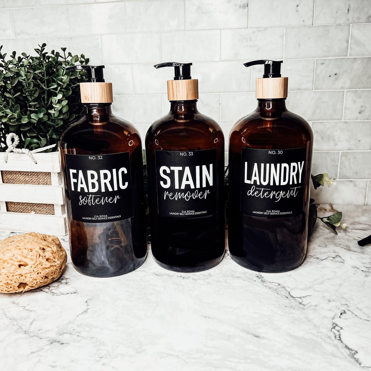 32oz Glass Bottles with Customized Labels - Amber