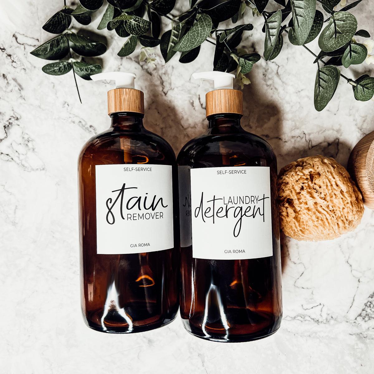 32oz Glass Bottles with Customized Labels - Amber