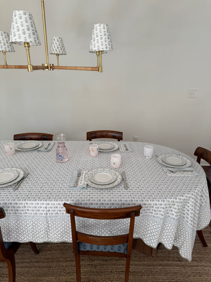 Claire Blockprint Tablecloth in Serene - Set of 4
