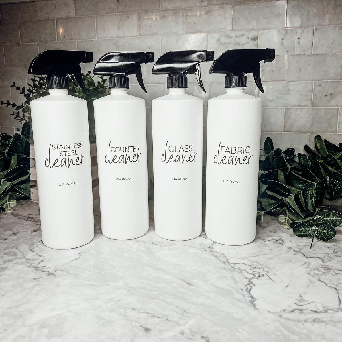32oz Plastic Cleaning Bottles with Customized Labels- White