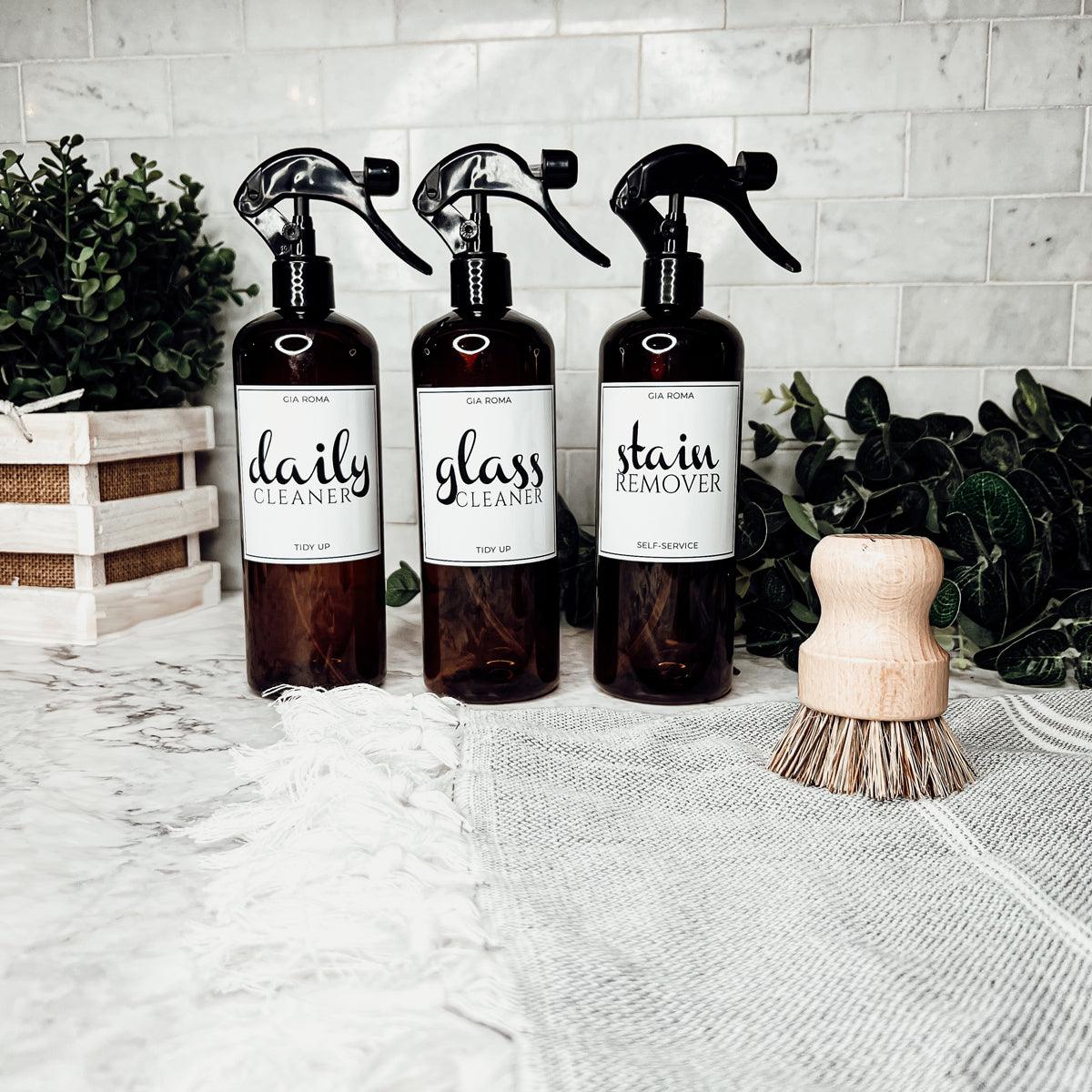 16oz Plastic Cleaning Bottles with Customized Labels