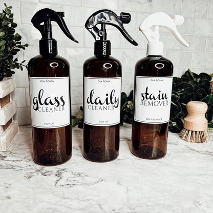 16oz Plastic Cleaning Bottles with Customized Labels