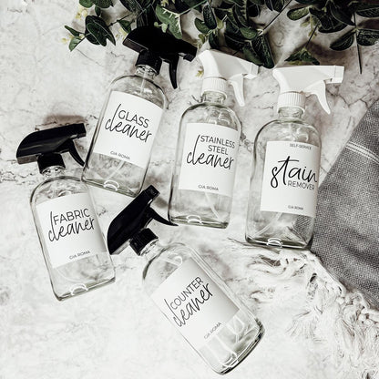 16oz Glass Cleaning Bottles with Customized Labels