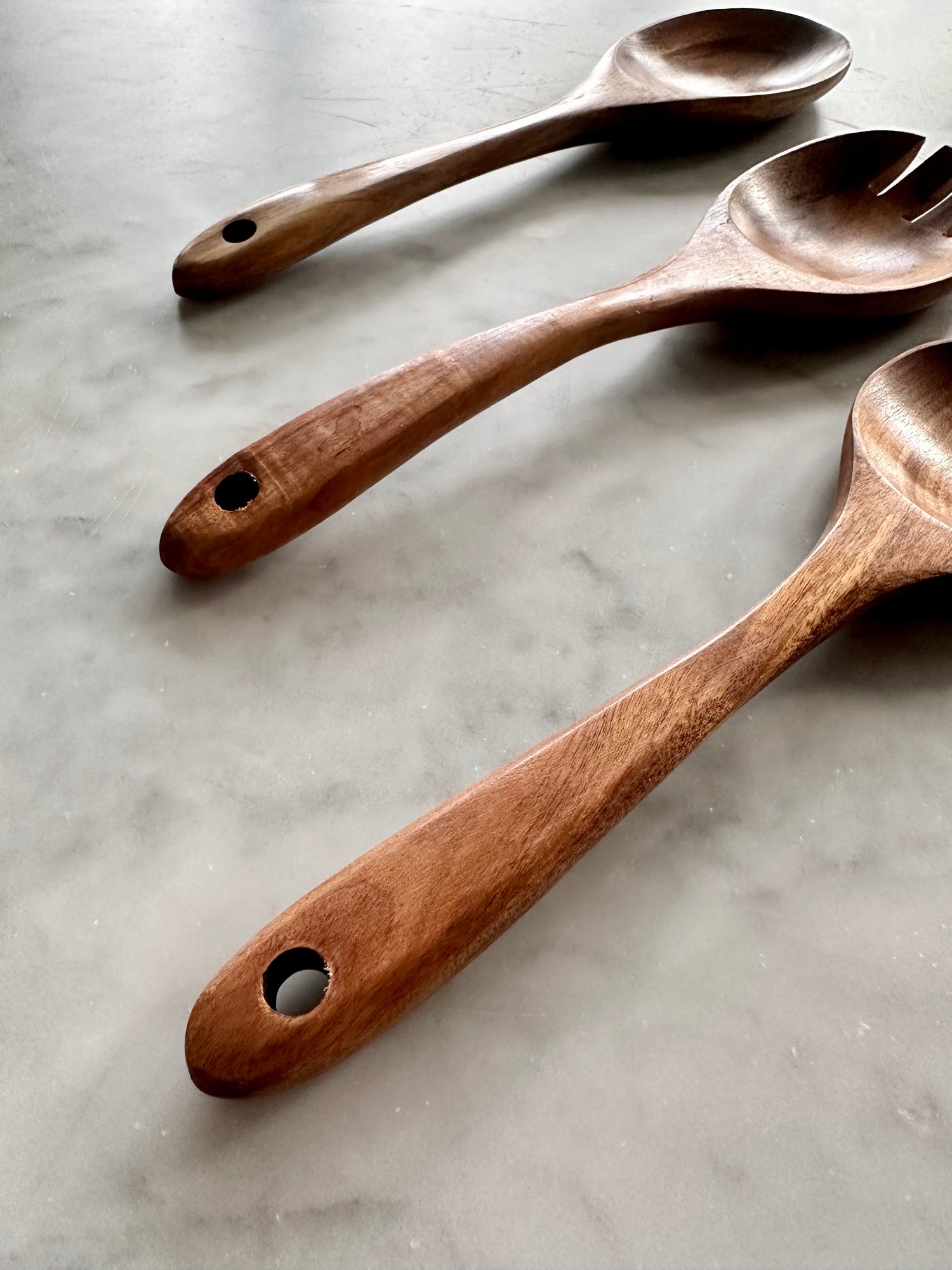 Teak Wooden Salad Spoons - Set of 3