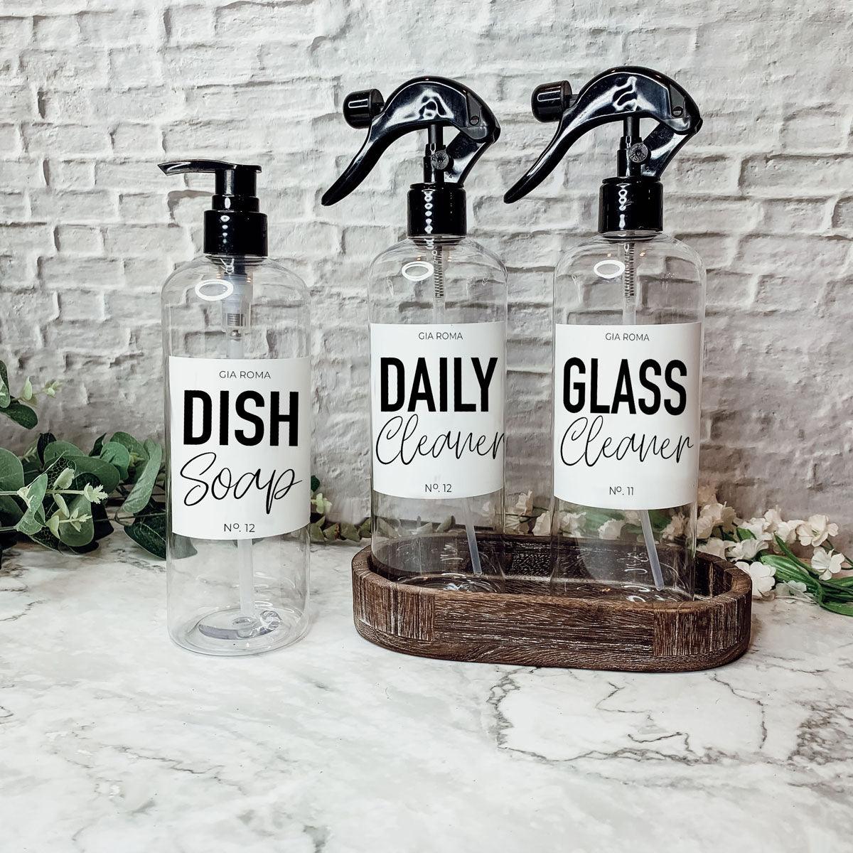 16oz Plastic Cleaning Bottles with Customized Labels