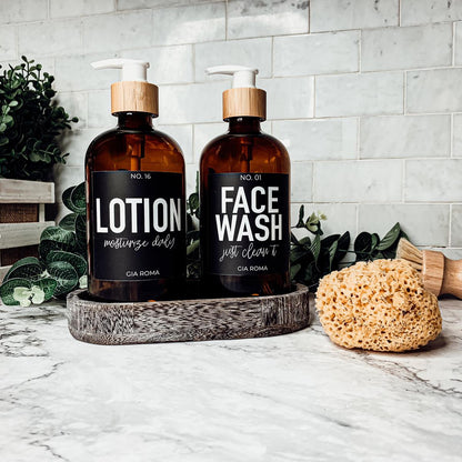 16oz Soap Bottles - Glass Amber|Black Label