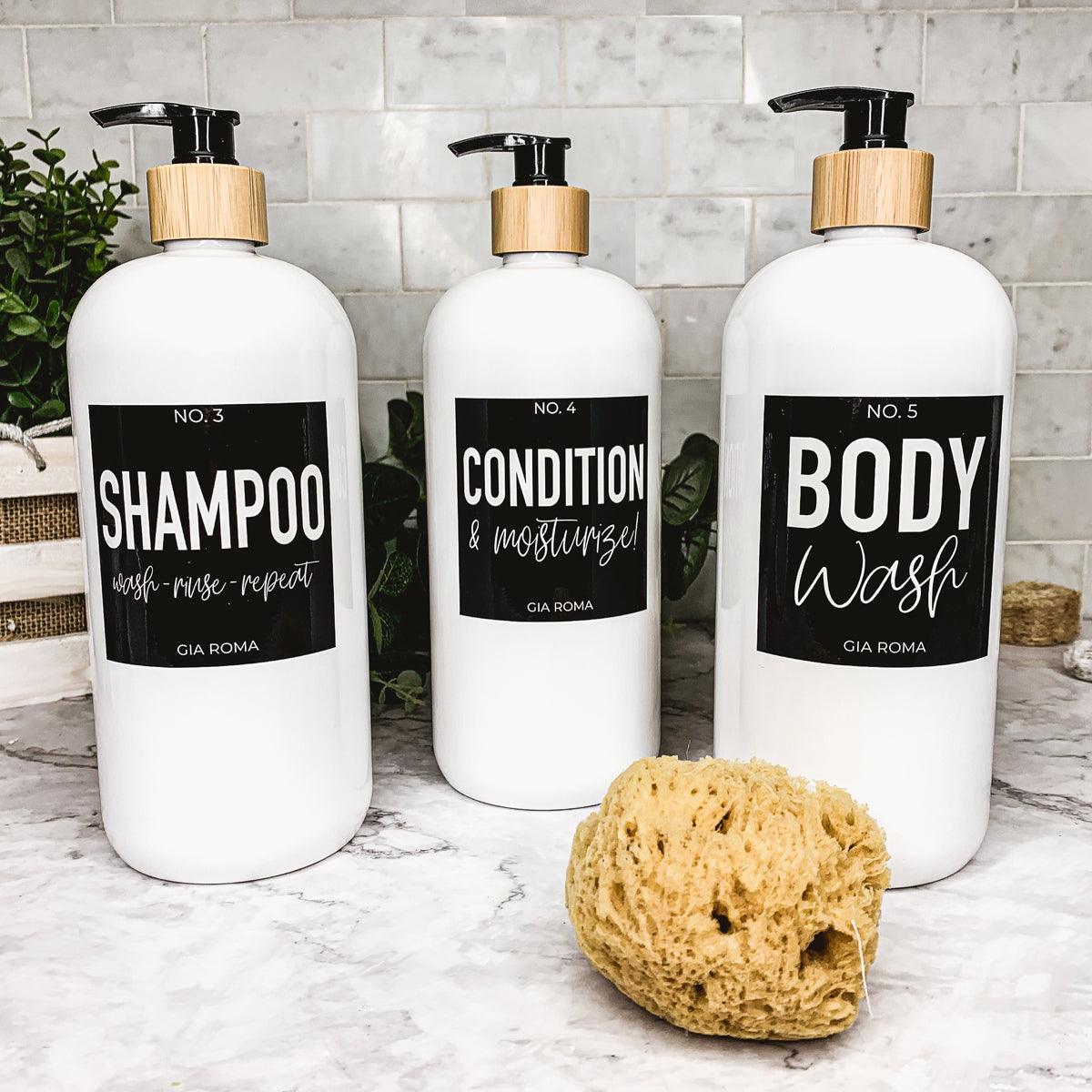 32oz Plastic White Dispensers with Customized Labels