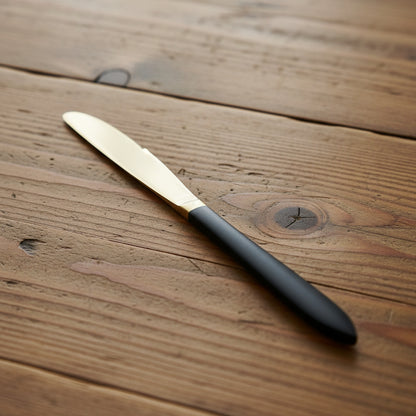 Matte Black and Gold Flatware - Set of 20